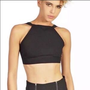 Out From Under Black Boatneck Crop Top Sz M L